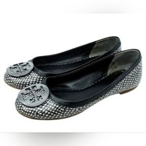 Tory Burch Reva Polka Dot Snake Leather Ballet Flats Size 7.5